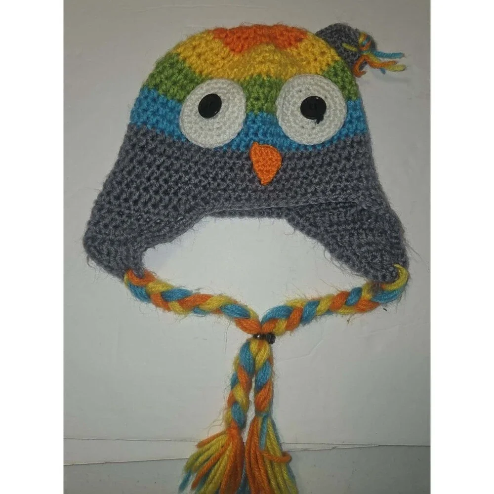 Kids  Toboggan Beanie Winter Hat, Cute Colorful Bird Beanie